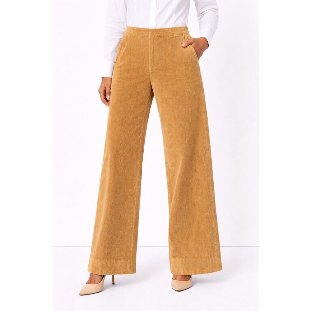 Veronica Beard Taylor Wide Leg Corduroy Pants Camel Honey High Rise Trouser 8